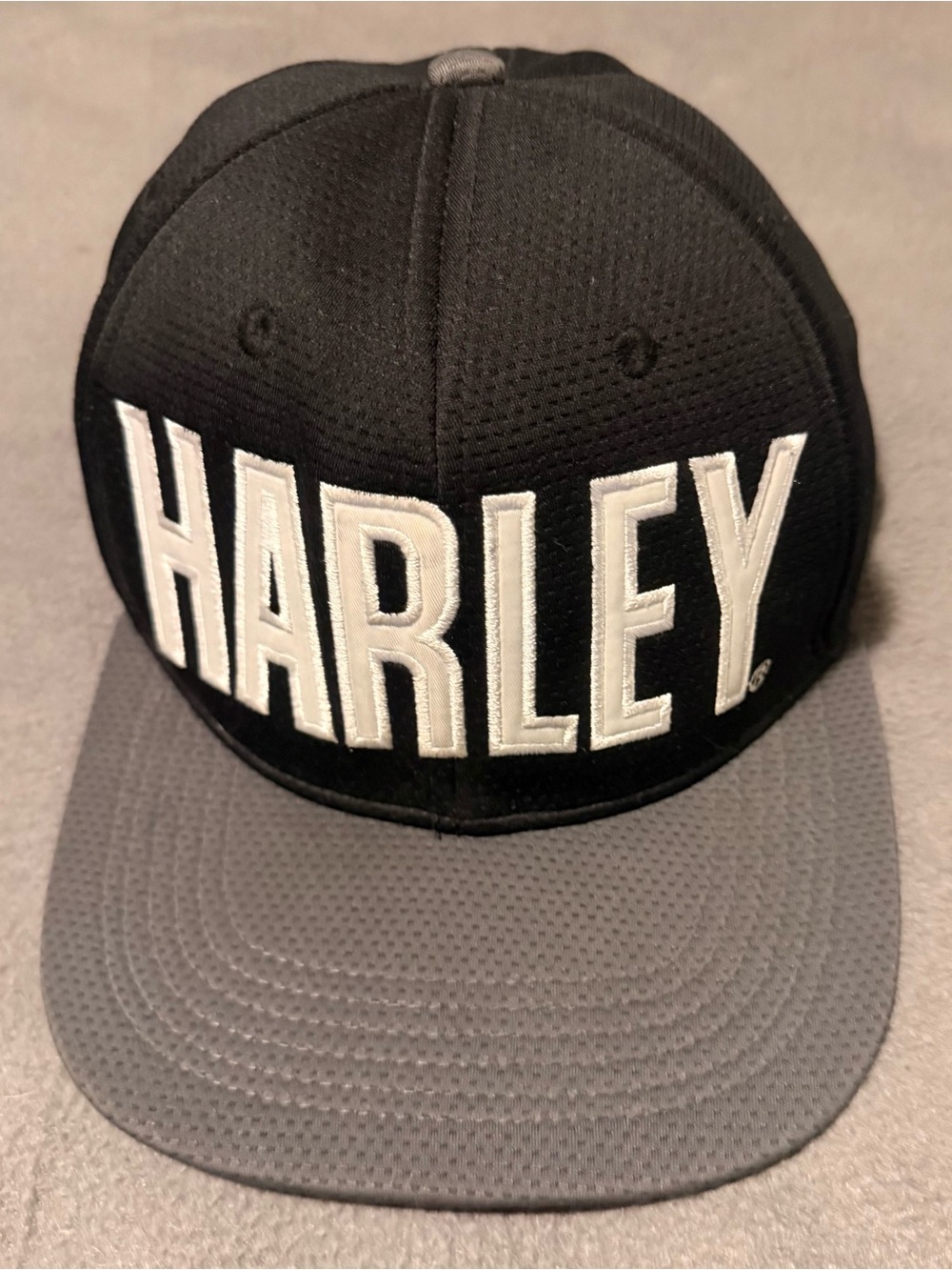 HARLEY Logo Black & Gray Jersey Snapback Hat